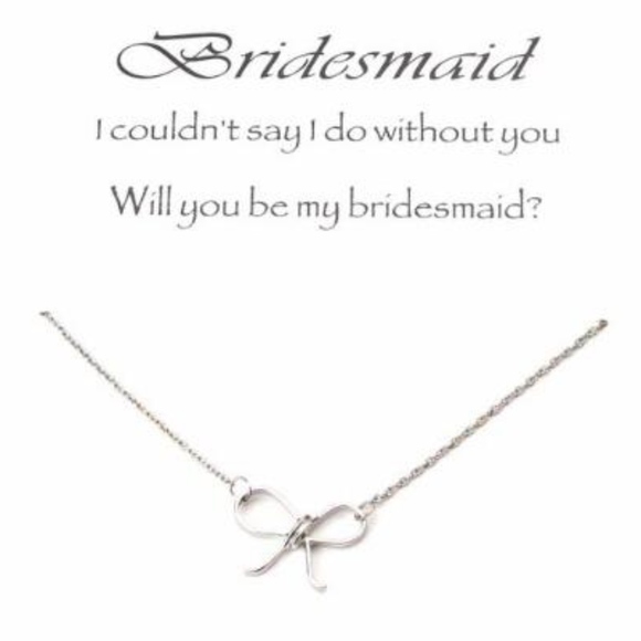 Jewelry - Wedding BRIDESMAID Lace Ribbon Bow Necklace & Card
